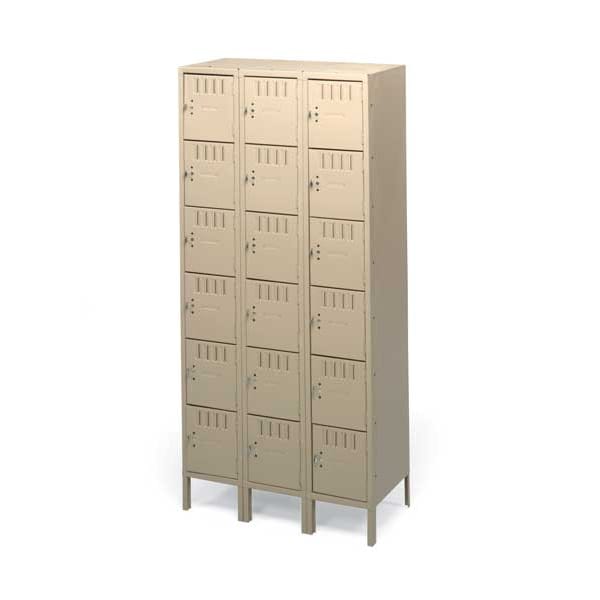 Wardrobe Locker, 36 in W, 18 in D, 78 in H, (2) Tier, (3) Wide, Gray