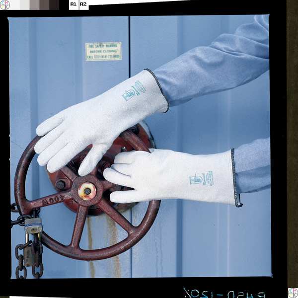 Heat Resistant Gloves, Gray, 9, Nitrile, PR