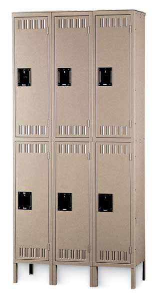 Wardrobe Locker, 45 in W, 18 in D, 78 in H, (2) Tier, (3) Wide, Sand