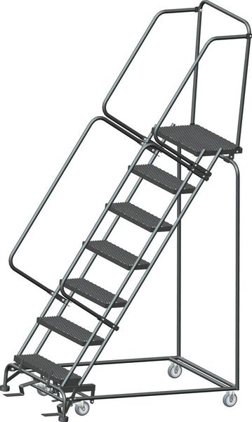 103 in H Steel Rolling Ladder, 7 Steps