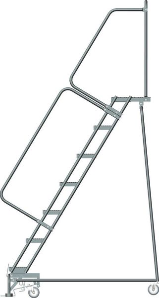 103 in H Steel Rolling Ladder, 7 Steps