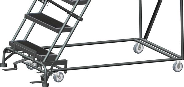 113 in H Steel Rolling Ladder, 8 Steps