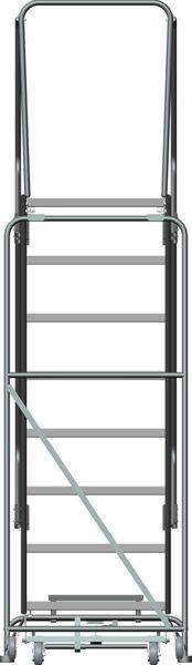 113 in H Steel Rolling Ladder, 8 Steps