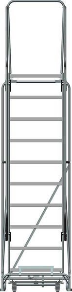 133 in H Steel Rolling Ladder, 10 Steps