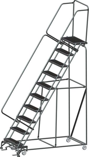 133 in H Steel Rolling Ladder, 10 Steps