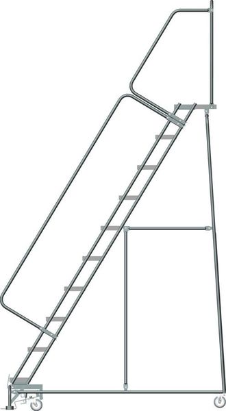 133 in H Steel Rolling Ladder, 10 Steps