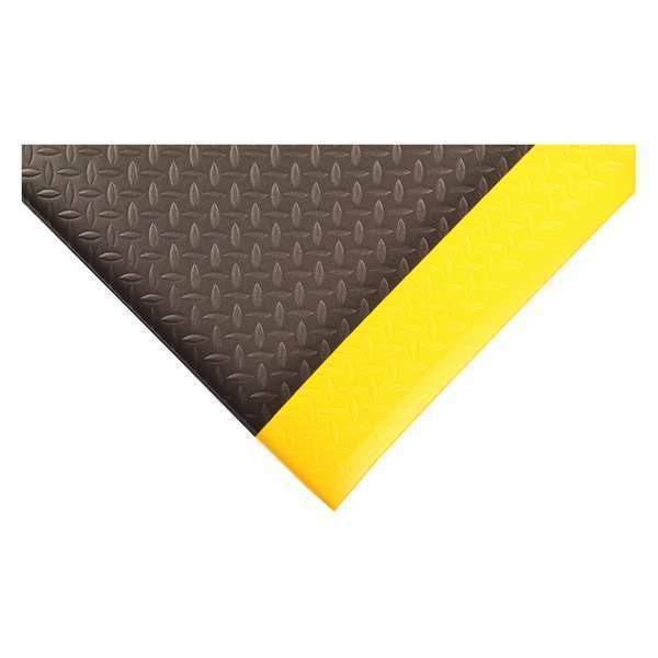 Static Dissipative Runner, Black/Yellow, 75 ft. L x 2 ft. W, Diamond Plate Surface Pattern