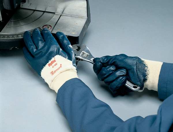 Nitrile Coated Gloves, 3/4 Dip Coverage, Blue, XL, PR