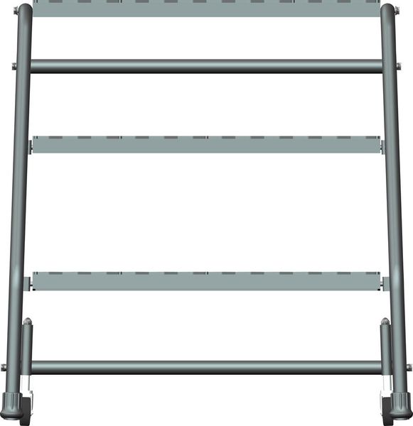28 1/2 in H Steel Rolling Ladder, 3 Steps