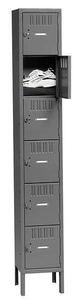 Wardrobe Locker, 12 in W, 12 in D, 66 in H, (1) Tier, (1) Wide, Gray