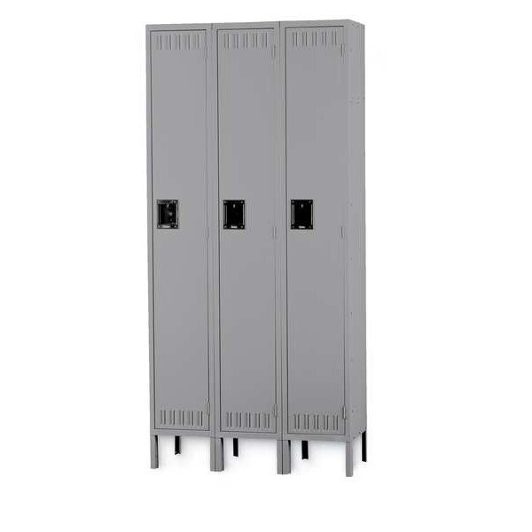 Wardrobe Locker, 45 in W, 18 in D, 78 in H, (1) Tier, (3) Wide, Gray