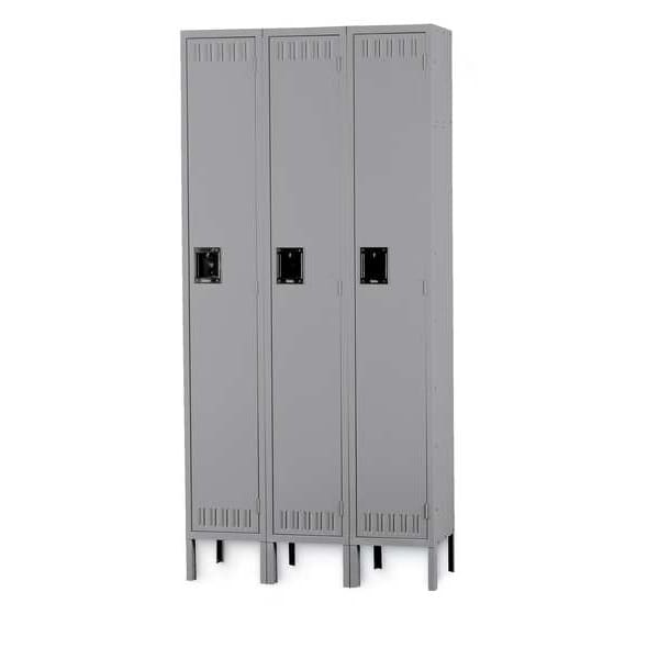 Wardrobe Locker, 36 in W, 15 in D, 78 in H, (1) Tier, (3) Wide, Gray