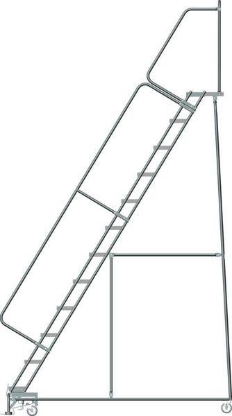 153 in H Steel Rolling Ladder, 12 Steps