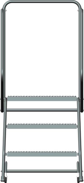 58 1/2 in H Steel Rolling Ladder, 3 Steps