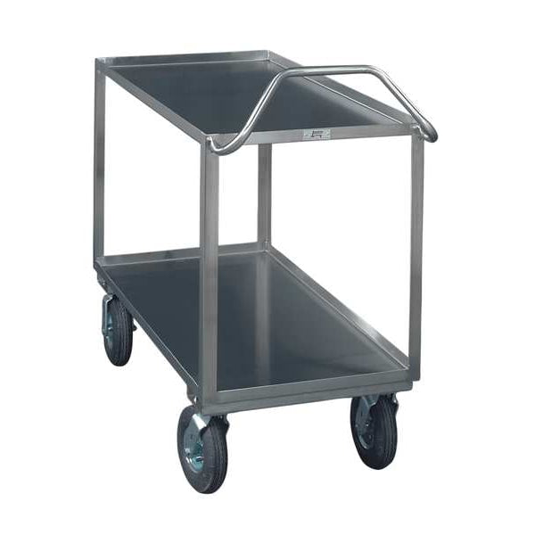 Stainless Steel Corrosion-Resistant Utility Cart with Lipped Metal Shelves, Flat, 3 Shelves