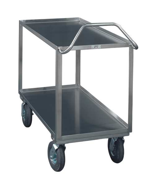 Stainless Steel Corrosion-Resistant Utility Cart with Lipped Metal Shelves, Flat, 3 Shelves