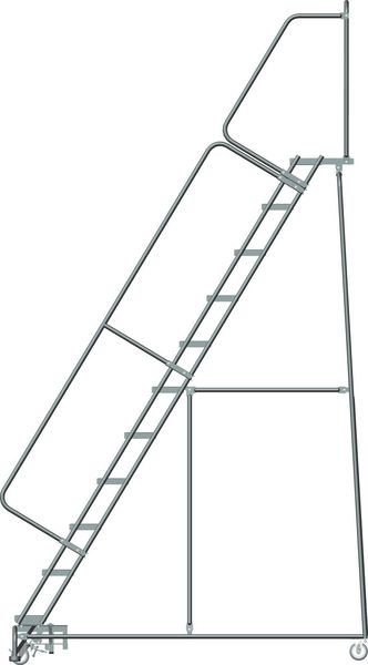143 in H Steel Rolling Ladder, 11 Steps