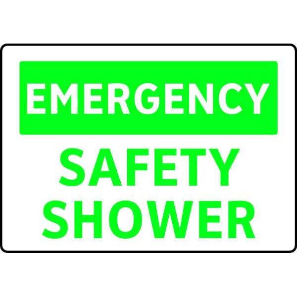 Safety Shower Sign, 7 in Height, 10 in Width, Polyester, English