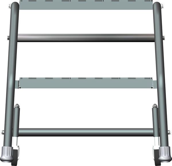 19 in H Steel Rolling Ladder, 2 Steps