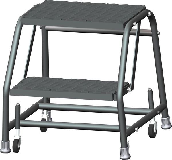 19 in H Steel Rolling Ladder, 2 Steps