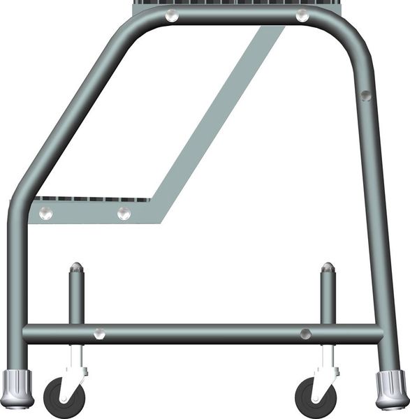 19 in H Steel Rolling Ladder, 2 Steps