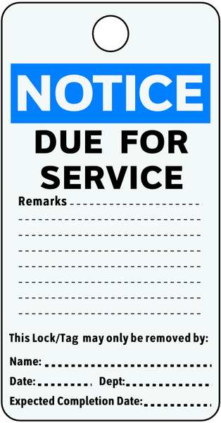 Notice Tag, 5-3/4 x 3 In, Cardstock, PK25