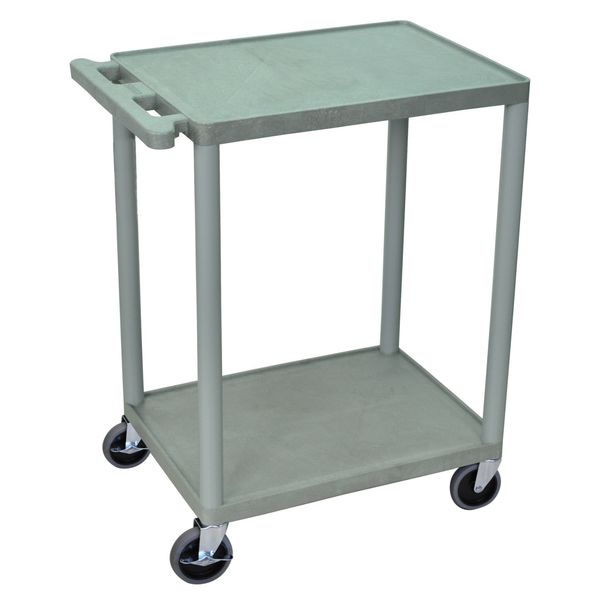 Polyethylene Utility Cart with Lipped Plastic Shelves, Flat, 2 Shelves, 300 lb
