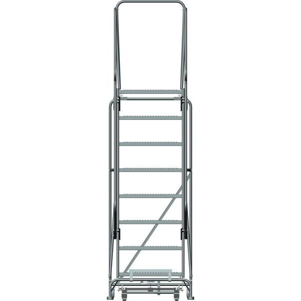 113 in H Steel Rolling Ladder, 8 Steps