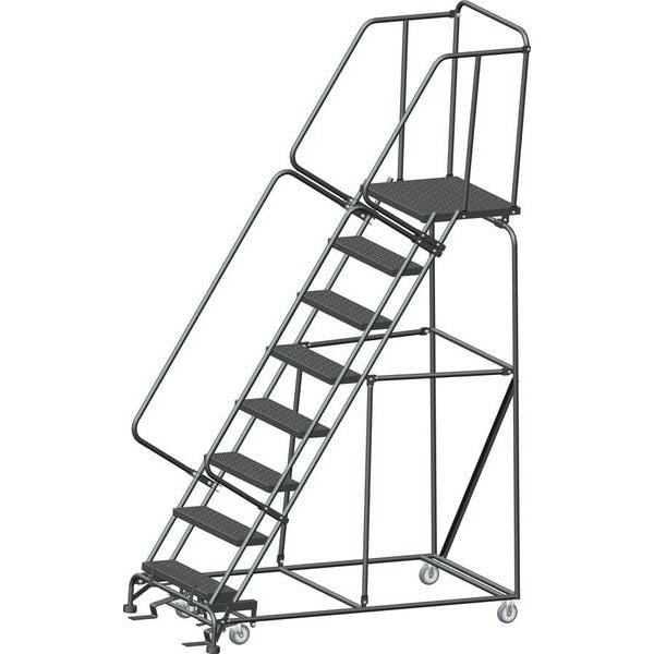 113 in H Steel Rolling Ladder, 8 Steps