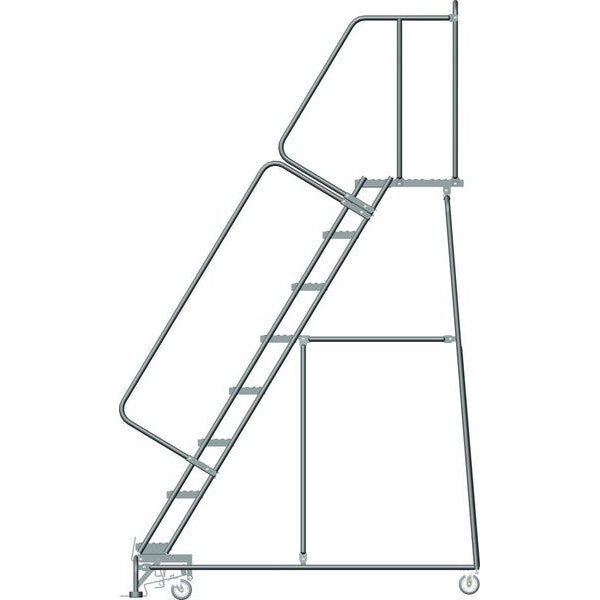 113 in H Steel Rolling Ladder, 8 Steps