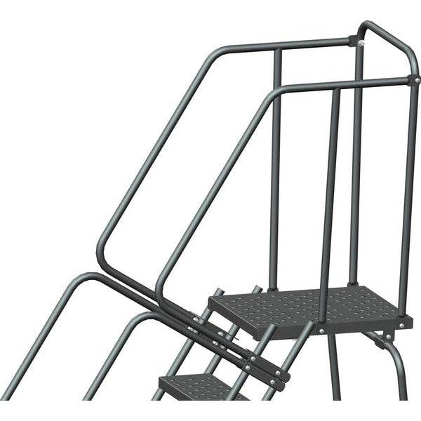 113 in H Steel Rolling Ladder, 8 Steps