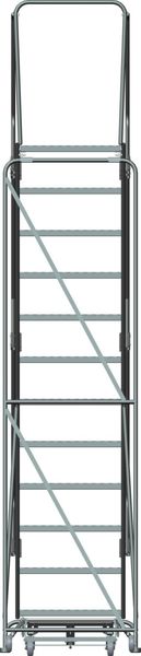 153 in H Steel Rolling Ladder, 12 Steps