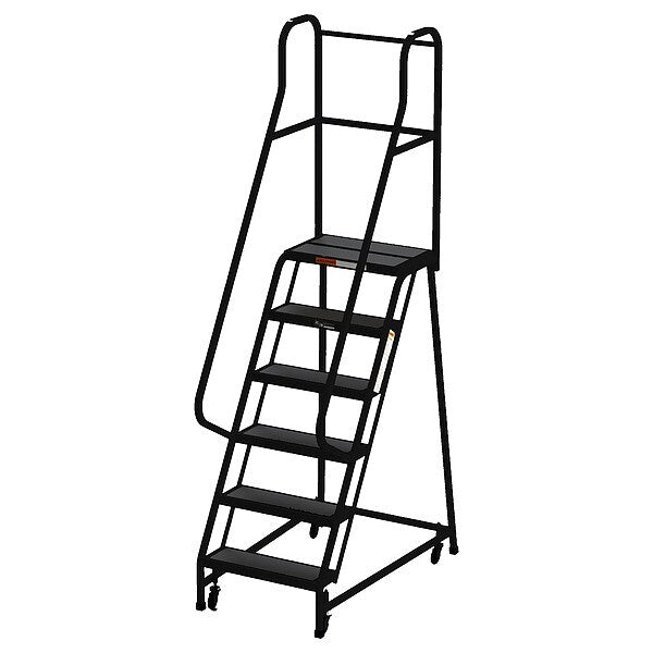 103 in H Steel Rolling Ladder, 6 Steps, 450 lb Load Capacity
