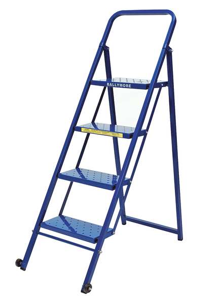 36 in H Steel Folding Rolling Ladder, 2 Steps
