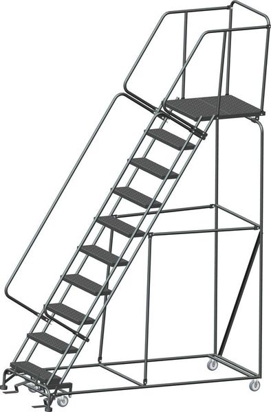 133 in H Steel Rolling Ladder, 10 Steps