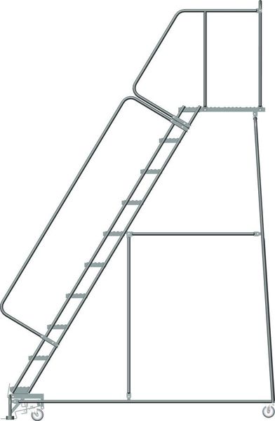 133 in H Steel Rolling Ladder, 10 Steps