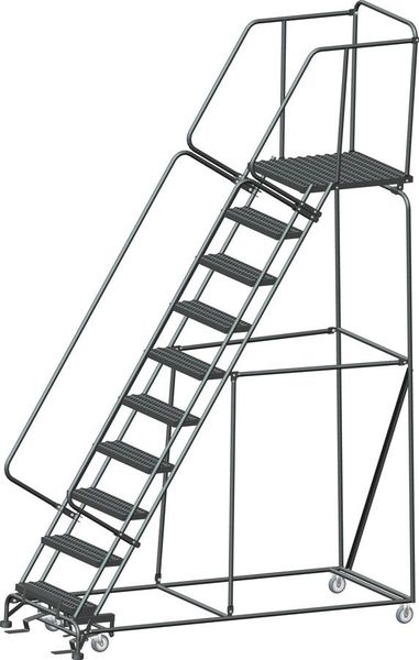 133 in H Steel Rolling Ladder, 10 Steps