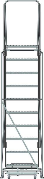 133 in H Steel Rolling Ladder, 10 Steps