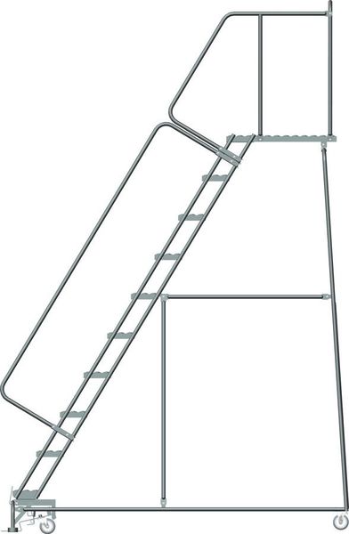133 in H Steel Rolling Ladder, 10 Steps