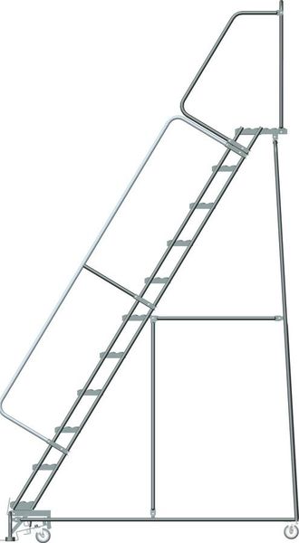 143 in H Steel Rolling Ladder, 11 Steps