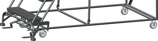 113 in H Steel Rolling Ladder, 8 Steps