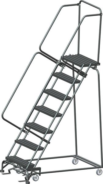 103 in H Steel Rolling Ladder, 7 Steps