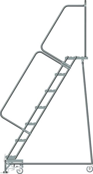 103 in H Steel Rolling Ladder, 7 Steps