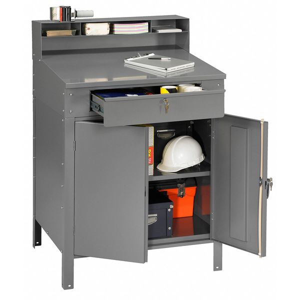 Shop Desk, 34-1/2 x 53 x 29In, Medium Gray