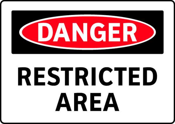 Danger Sign, 7 in Height, 10 in Width, Aluminum, English