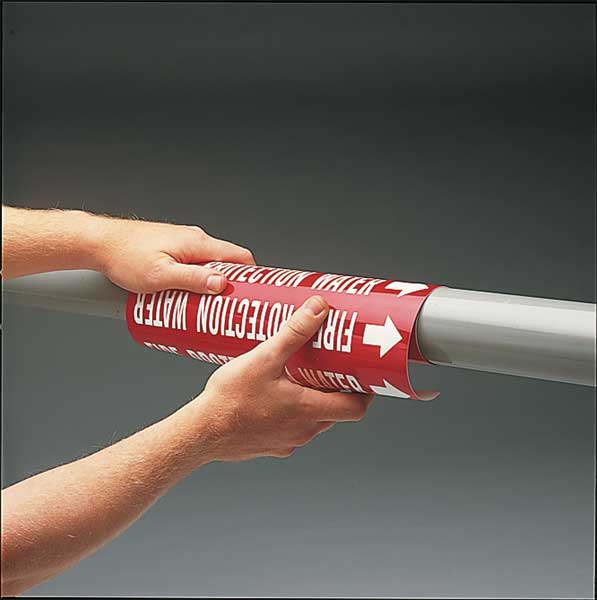 Pipe Marker, Fire Protection Water, Red, 4060-A