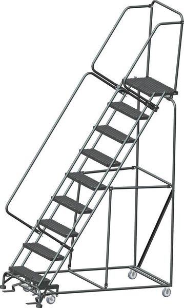 123 in H Steel Rolling Ladder, 9 Steps