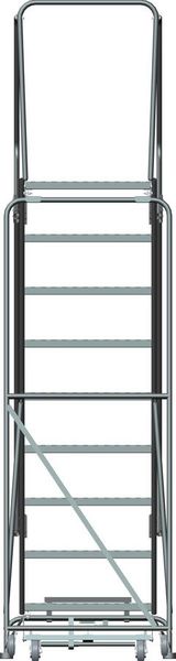 123 in H Steel Rolling Ladder, 9 Steps