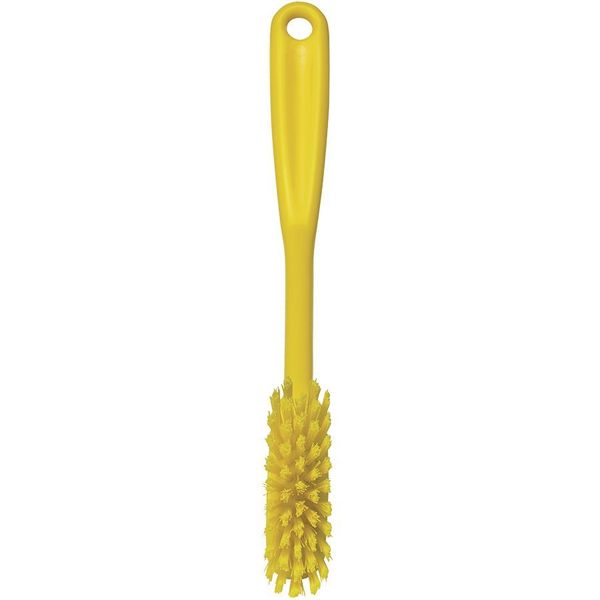 1 in W Scrub Brush, Medium, 8 3/16 in L Handle, 11 in L Brush, Yellow, Plastic, 11 in L Overall