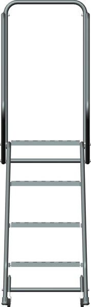 68 in H Steel Rolling Ladder, 4 Steps